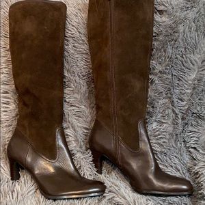 RALPH LAUREN BRYCE BROWN LEATHER BOOTS KNEE HIGH